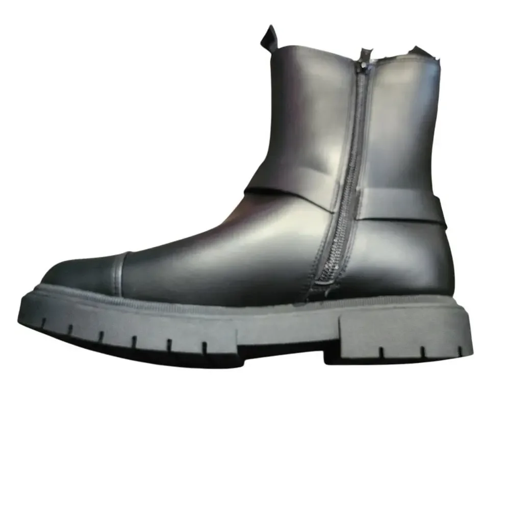 Art Class Black Side Zip Combat Moto Boots Size 5 NWT